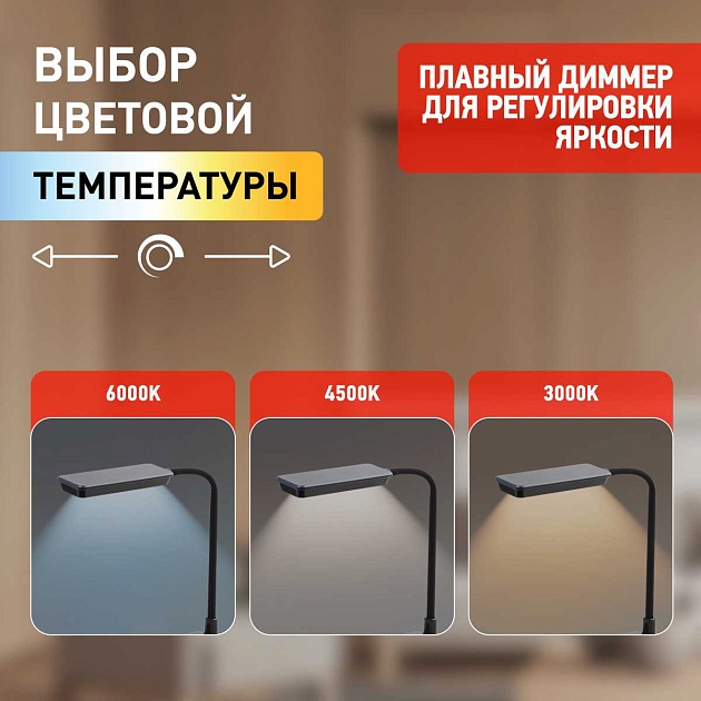 Настольная лампа ЭРА NLED-499-10W-BK Б0052777 Фото № 2