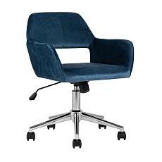 Поворотное кресло Stool Group Ross велюр синий ROSS CHROME VELVET DARK BLUE