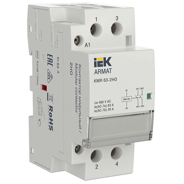 ARMAT Контактор модульный KMR 63А 230В AC 2НО IEK AR-KMR10-063-20-230 Фото № 1