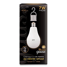Лампа светодиодная аккумуляторная Gauss E27 7W 3000K матовая 102402107 5