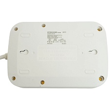 Удлинитель 3-местный c/з 3x1 мм2, 1,8 м, 250В, 10А, 4USB+2Type-C 2,4А, серия Home plus, белый STEKKER HM09-36-02 49972 3