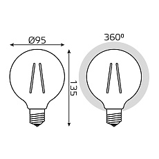 Лампа светодиодная филаментная Gauss E27 6W 2400K прозрачная 105802006 1
