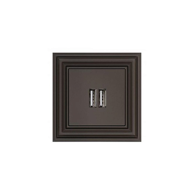 Розетка 2xUSB Liregus Retro коричневый омбре 29-016 фото 