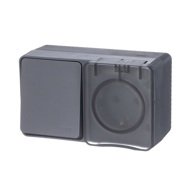 Блок розетка-выключатель Schneider Electric AtlasDesign антрацит ATN544070 фото 