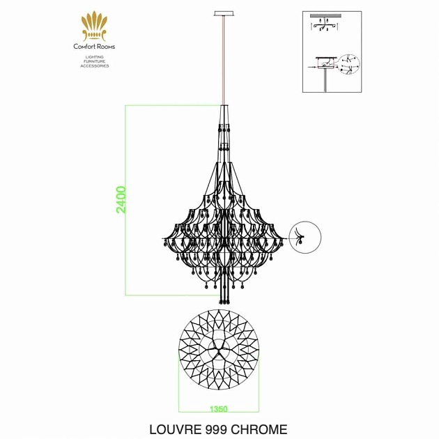 Подвесной светильник iLamp Louvre 999 CR изображение 3 Подвесной светильник iLamp Louvre 999 CR Фото № 3