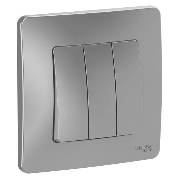 Выключатель трехклавишный Systeme Electric Blanca 10A 250V алюминий BLNVS100503 Фото № 1