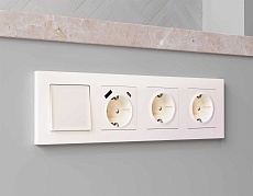 Комплект механизма электрической розетки AMBRELLA VOLT ALFA Жемчуг 2USB A+C 20W (быстрая зарядка) с/з QUANT (AP2100, VM160) MA210010 2