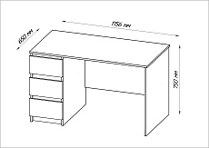 Письменный стол Шведский Стандарт Кастор 116х65 с 3 ящиками 2.03.06.090.3 3