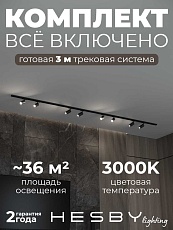 Накладная однофазная трековая система Hesby Lighting Skylite №3 со светильниками HSBL_kompl_S003_NI3B3K