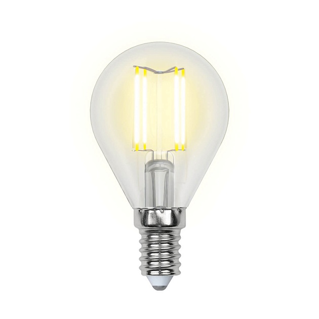 Лампа светодиодная филаментная Uniel E14 6W 4000K прозрачная LED-G45-6W/NW/E14/CL PLS02WH UL-00001371 фото 