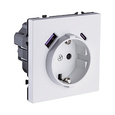 Розетка штепсельная SCHUKO 16A/250 В с USB A+C 20W, белый глянцевый Kollinger Eclipse EC-016WG 1