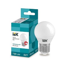 Лампа светодиодная IEK E27 7W 4000K матовая LLE-G45-7-230-40-E27