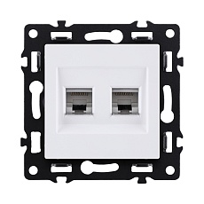 Розетка двойная Ethernet RJ45 Cat.6, белый Kollinger Asthetik AS-018WH