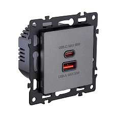 Розетка USB A+C 65W, серый Kollinger Asthetik AS-024GY 1