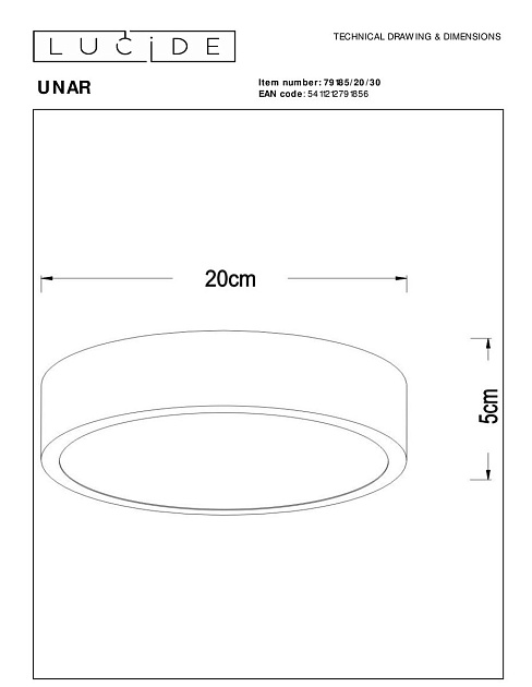 Потолочный светодиодный светильник Lucide Unar 79185/20/30 Фото № 2