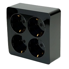 Розетка 4-местная 2P+PE Stekker София черный MST16-14S-02 49322