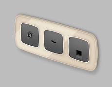 Комплект механизма компьютерной розетки RJ-45 экранированной с автоматической защитной шторкой OMEGA Антрацит серый QUANT (OP6620, VM185) MO662005 2