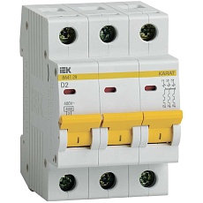 KARAT Автоматический выключатель ВА47-29 3P D 2А 4,5кА IEK MVA20-3-002-D