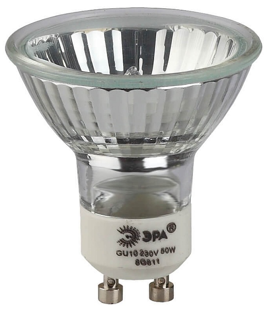 Лампа галогенная ЭРА GU10 50W 2700K прозрачная GU10-JCDR (MR16) -50W-230V C0027386 фото 