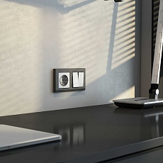 Выключатель двухклавишный Werkel (cеребряный рифленый) W1122009 4690389159626 3