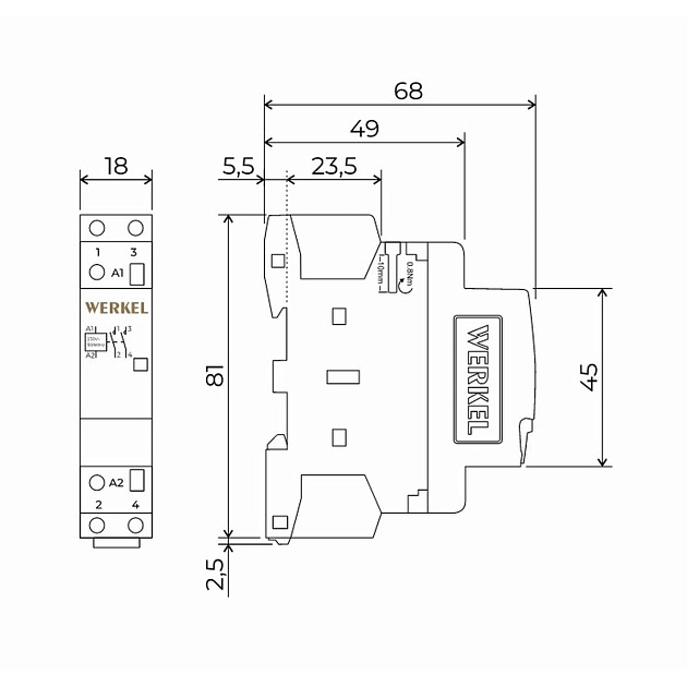 Контактор модульный 25 A 2NO (1 модуль) Werkel W941M25O 4690389212093 Фото № 2
