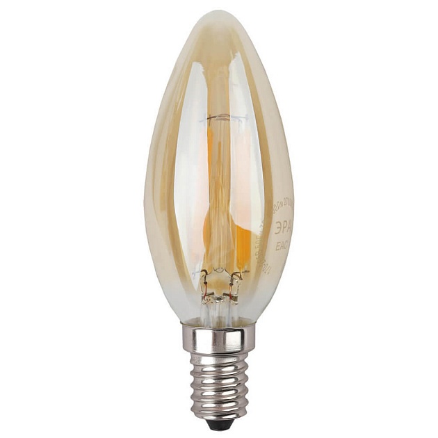Лампа светодиодная филаментная ЭРА E14 5W 2700K золотая F-LED B35-5W-827-E14 gold Б0027939 фото 