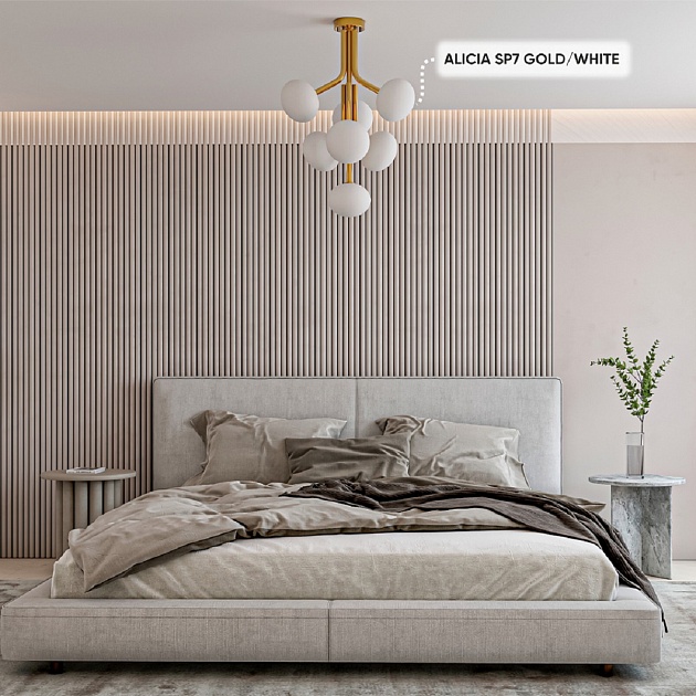 Подвесная люстра Crystal Lux ALICIA SP7 GOLD/WHITE Фото № 7