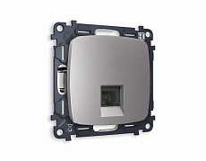 Комплект механизма компьютерной розетки AMBRELLA VOLT OMEGA Сталь матовый RJ-45(8P8C) CAT6 с шторкой QUANT (OP5120, VM188) MO512010