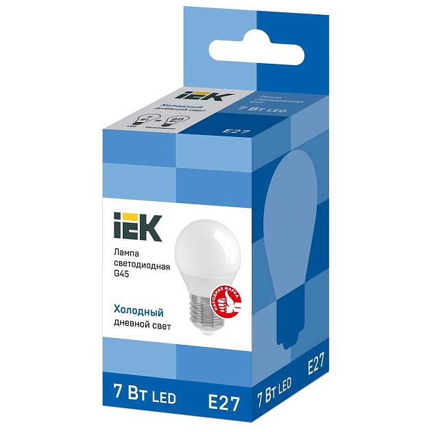 Лампа светодиодная IEK E27 7W 6500K матовая LLE-G45-7-230-65-E27 фото 2