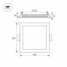 Встраиваемый светодиодный светильник Arlight DL-225x225M-21W Warm White 020137 5
