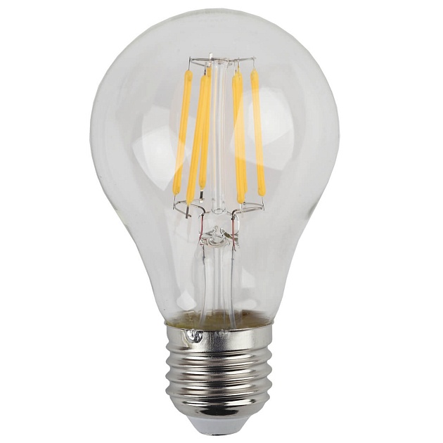 Лампа светодиодная филаментная ЭРА E27 7W 2700K прозрачная F-LED A60-7W-827-E27 Б0043432 фото 