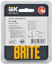 Рамка 1-постовая IEK Brite РУ-1-2-БрД дымчатая BR-M12-G-K30 2