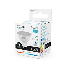 Лампа светодиодная Gauss GU5.3 3.5W 4100K матовая 13524 4