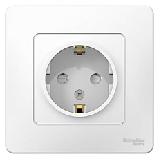Розетка 2К+З Systeme Electric Blanca 16A 250V со шторками белая BLNRS001111