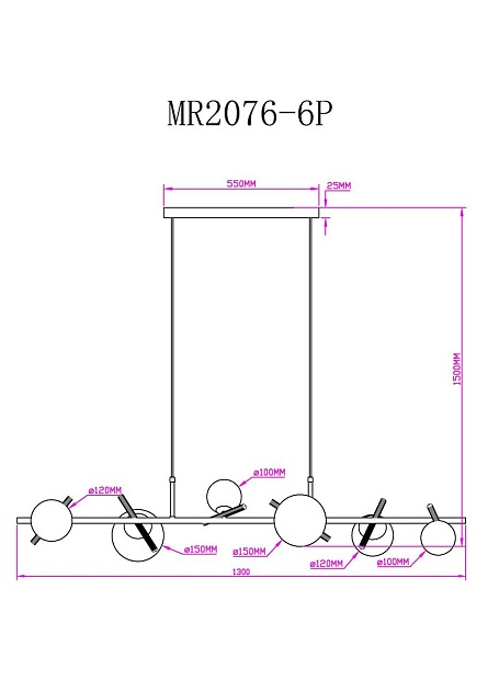 Подвесная люстра MyFar Francis MR2076-6P фото 2