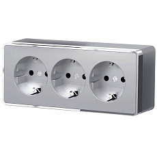 Розетка тройная с заземлением и шторками Werkel Gallant серебряный W5073106 4690389167195