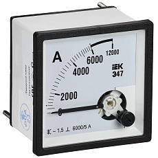 Амперметр Э47 6000/5А класс точности 1,5 72х72мм IEK IPA10-6-6000-E