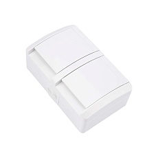 Блок горизонтальный 2 розетки (керамика) INDUSTRIAL IP54 с заземлением, о/у, белый KRANZ KR-78-0803