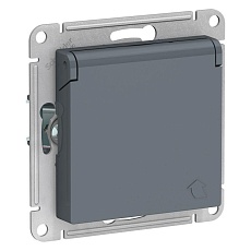 Розетка 2К+З Systeme Electric AtlasDesign 16A 250V со шторками и крышкой грифель ATN000746