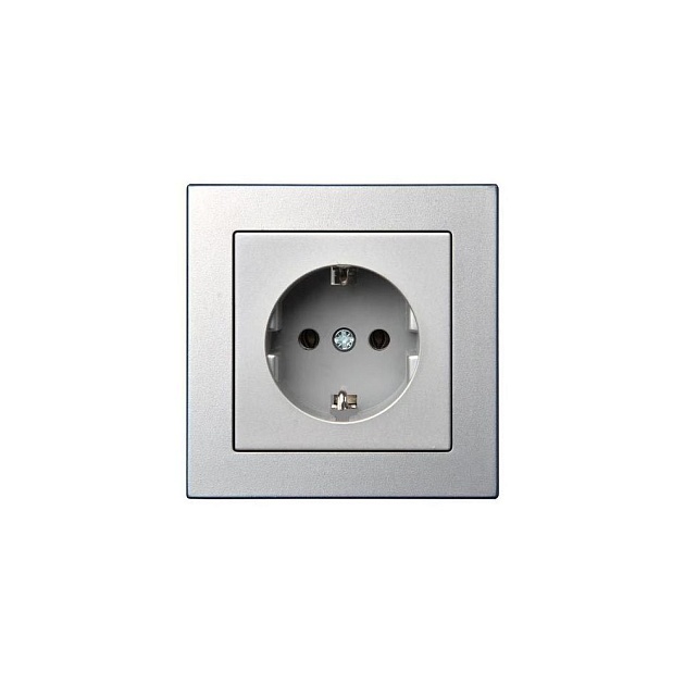 Розетка 2P+E Liregus Epsilon серебро 28-176 Фото № 1