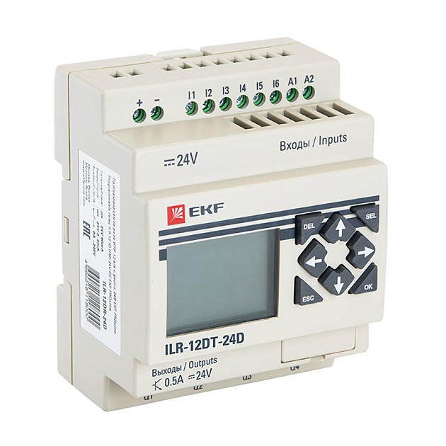 Программируемое реле 12 в/в т с диспл. 24В PRO-Relay EKF PROxima ILR-12DT-24D Фото № 1