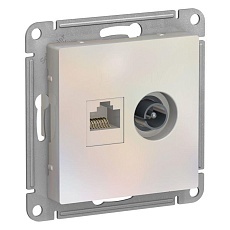Розетка компьютерная RJ45/TV Systeme Electric AtlasDesign 5e кат UTP жемчужная ATN000489
