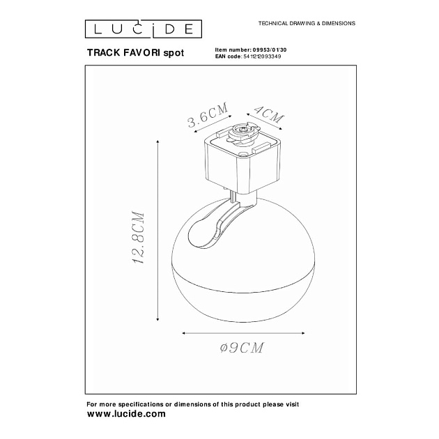 Трековый светильник Lucide FAVORI 09953/01/30 изображение 2 Трековый светильник Lucide FAVORI 09953/01/30 Фото № 2