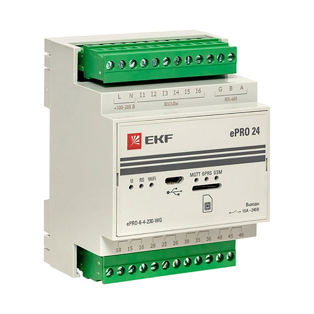 Контроллер базовый ePRO 24 удаленного управления 6вх\4вых 230В WiFi GSM EKF PROxima ePRO-6-4-230-WG Фото № 1