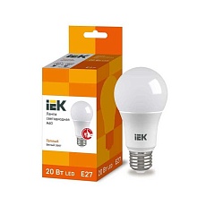 Лампа светодиодная IEK E27 20W 3000K матовая LLE-A60-20-230-30-E27