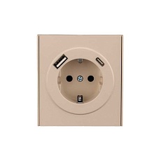 Розетка STRONG 1-ая с/з с/у з/ш 16А с USB A+C быстрой зарядки 5В/3А шелк KRANZ KR-78-0704-8