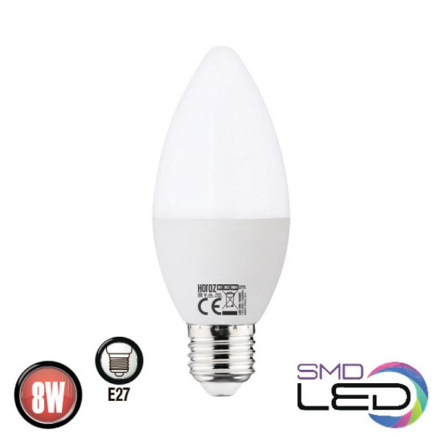 Лампа светодиодная Horoz E27 8W 6400K 001-003-0008 матовая HRZ33002974 фото 