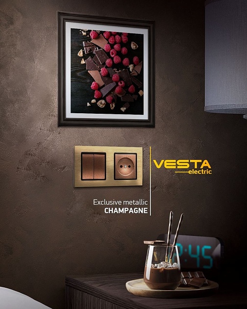 Рамка 2-постовая Vesta-Electric Exclusive Silver Champagne шампань FRM050201BSH фото 2