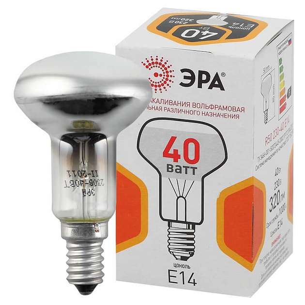 Лампа накаливания ЭРА E14 40W 2700K зеркальная R50 40-230-E14-CL Б0039140 фото 2