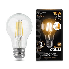 Лампа светодиодная филаментная Gauss E27 10W 2700К прозрачная 102802110 5